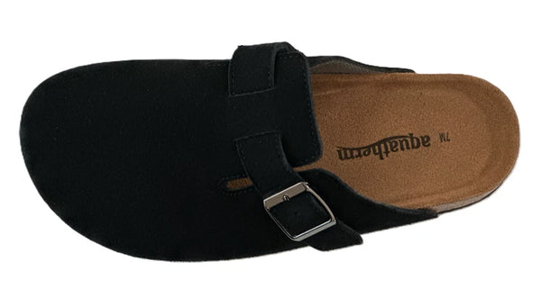Aquatherm Women's Black Genuine Suede Classic Clogs With EVA Outsole