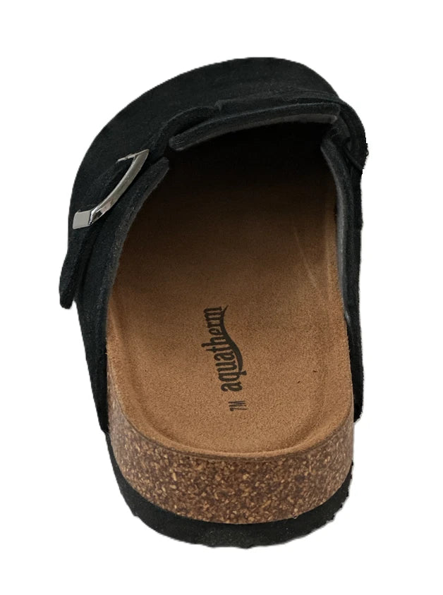 Aquatherm Women's Black Genuine Suede Classic Clogs With EVA Outsole