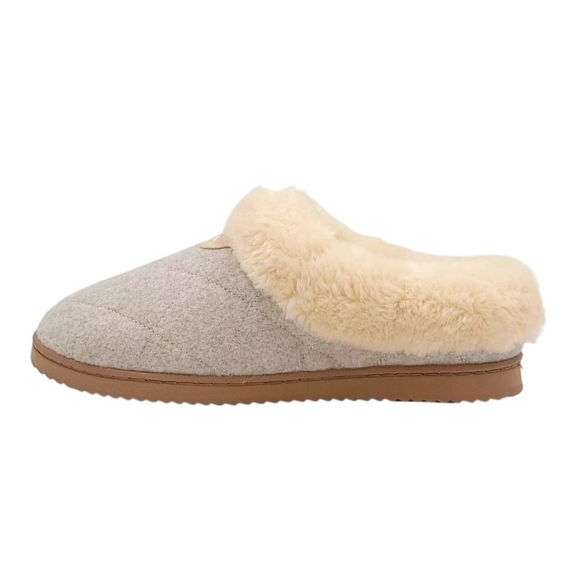 Dearfoams Women's Memory Foam Quilted Scuff Slippers Oatmeal Heather