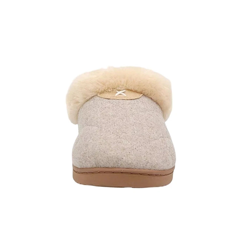 Dearfoams Women's Memory Foam Quilted Scuff Slippers Oatmeal Heather