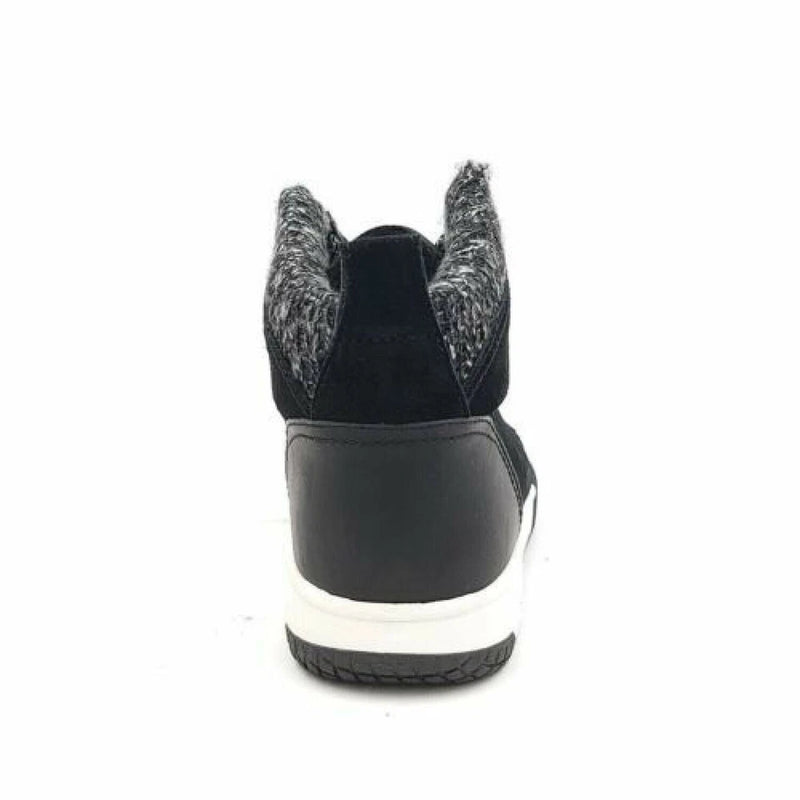 Weatherproof Women's Ruby Suede Leather Sneaker Boots with Knit Collar, Black