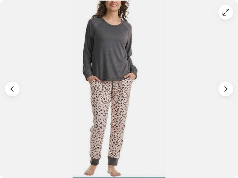Live Love Lounge Women's 3 Piece Pajama Lounge Set, Chrchr/Pkhranml