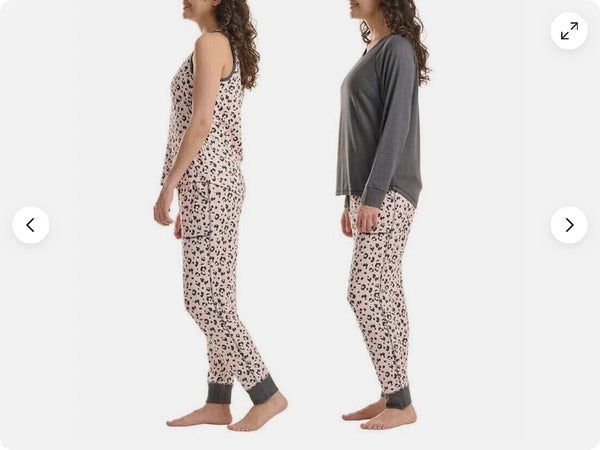 Live Love Lounge Women's 3 Piece Pajama Lounge Set, Chrchr/Pkhranml