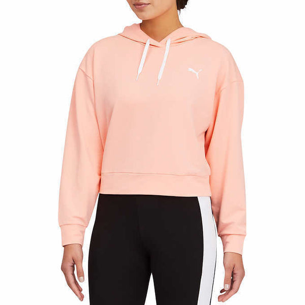 Puma Women's Pink Apricot Modern Sport Hoodie Cropped Sweatshirt