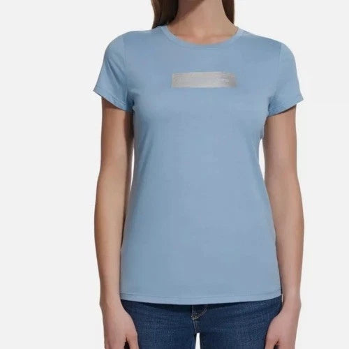 Women T-shirt Crew Neck Blue Calvin Klein Jeans Logo Tee M Ladies' NWT