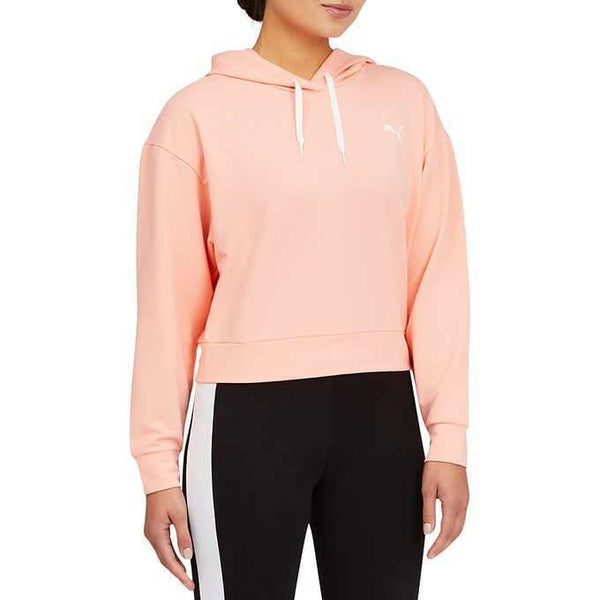 Puma Women's Pink Apricot Modern Sport Hoodie Cropped Sweatshirt
