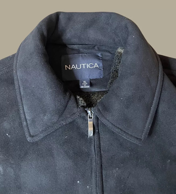 NAUTICA FAUX SUEDE WITH FAUX FUR LINING SUPER SOFT MENS JACKET