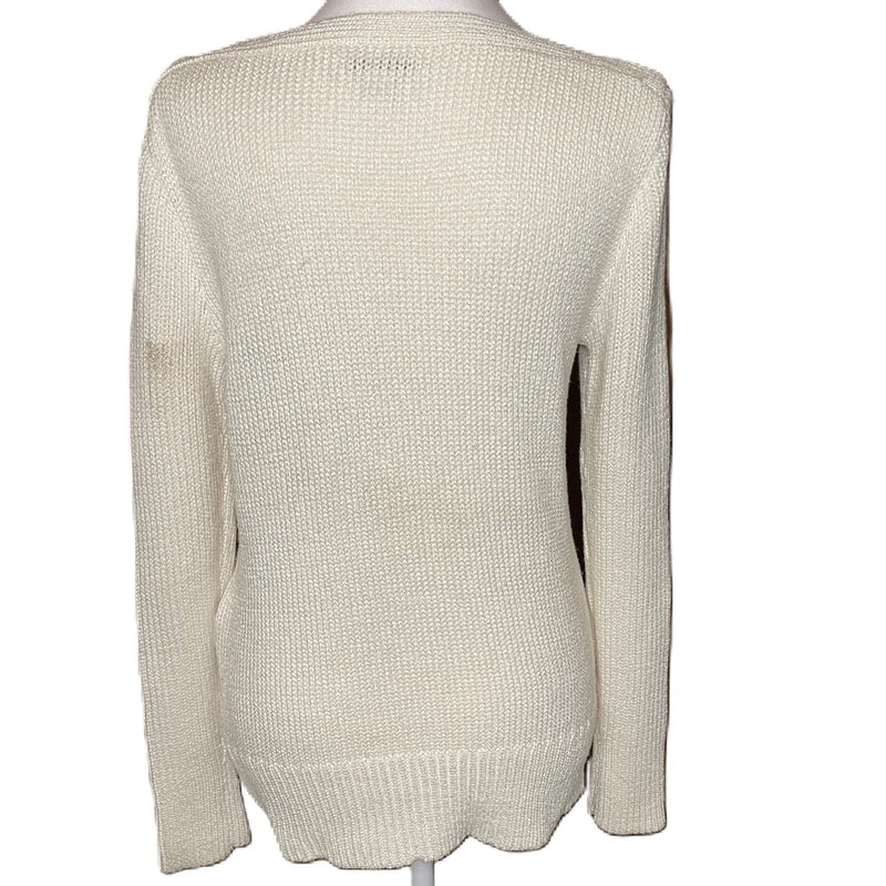 Calvin Klein Women Round Neck Long Sleeves Pullover -Cream/Black