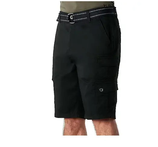 IRON CO Mens Belted Twill Cargo SHORTS