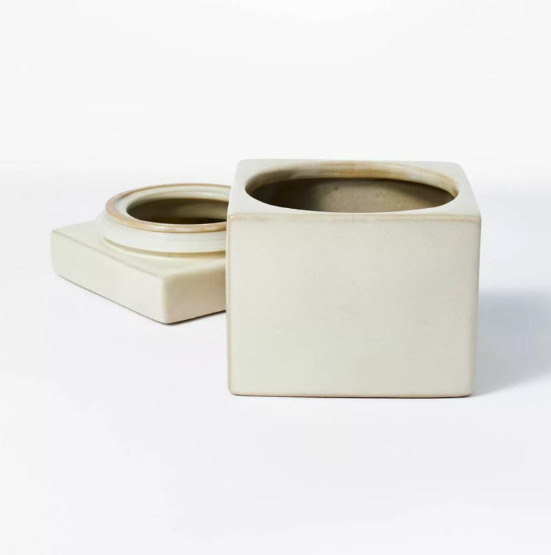 Threshold x Studio McGee Carved Ceramic Box Gray 5" x 5"