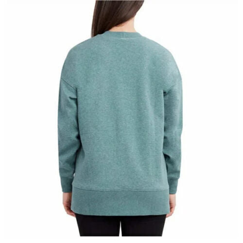 Kirkland Signature Women's Cozy Fleece Sweatshirt Side Slit Front Pockets