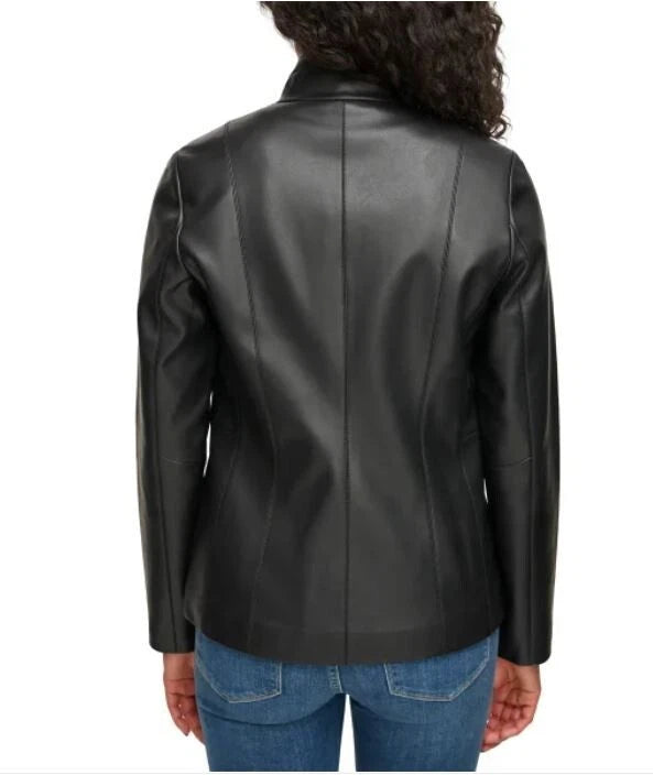 Kenneth Cole Ladies' Faux Black Leather Jacket