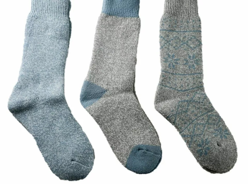 Thermal Crew Socks Women 5-9.5 Blue Gray 3 Pack Pair Avalanche All Day Warmth