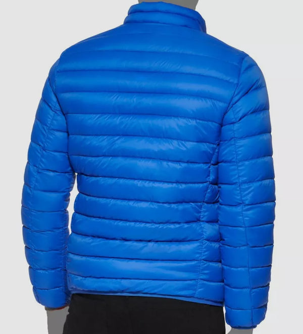 BENETTON Men's Blue Packable Down Full-Zip Quilted Puffer Jacket