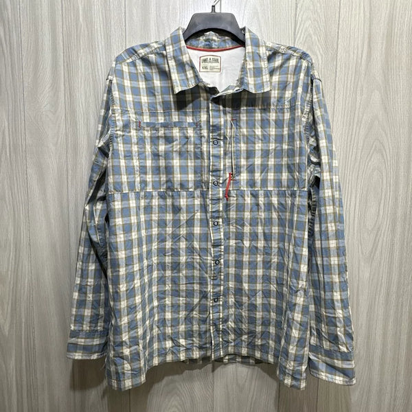 LAKE & TRAIL Men's Vented Snap Front Long Sleeve Plaid Shirt Pockets