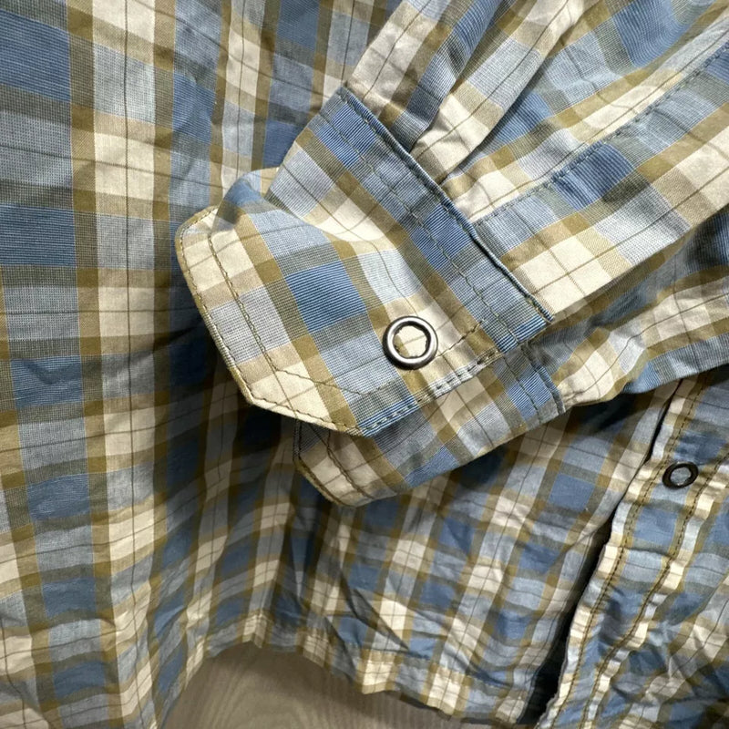 LAKE & TRAIL Men's Vented Snap Front Long Sleeve Plaid Shirt Pockets