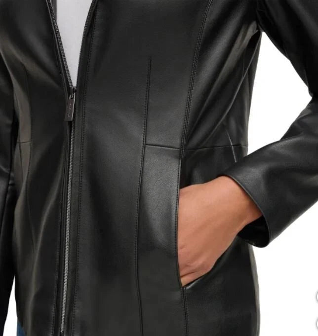 Kenneth Cole Ladies' Faux Black Leather Jacket