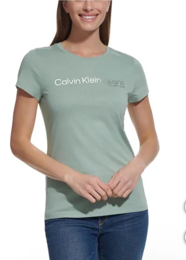 Women T-shirt Crew Neck Calvin Klein Jeans Logo Tee Shirt Ladies'