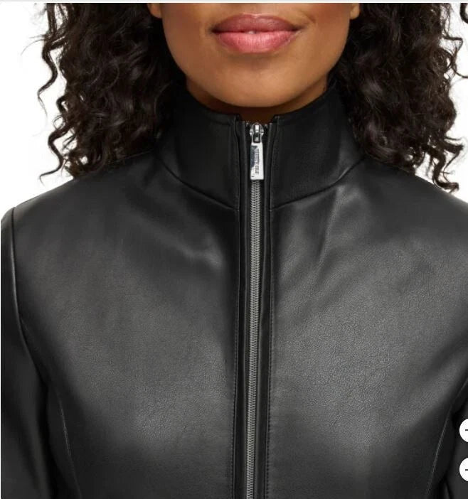 Kenneth Cole Ladies' Faux Black Leather Jacket