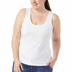 Lucky Brand Ladies' Cotton Stretch Tanks 4 Pack, Black/Gray/White Large