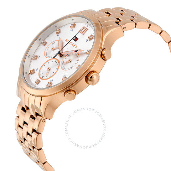 TOMMY HILFIGER Amelia Multi-Function Silver Dial Rose Gold-tone Ladies Watch Item No. 1781611