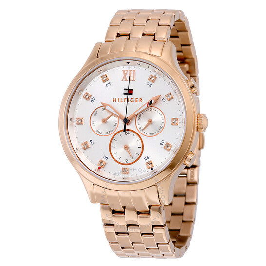 TOMMY HILFIGER Amelia Multi-Function Silver Dial Rose Gold-tone Ladies Watch Item No. 1781611