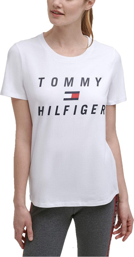 Tommy Hilfiger womens Performance Graphic T-shirt SLIM CREW NK LOGO