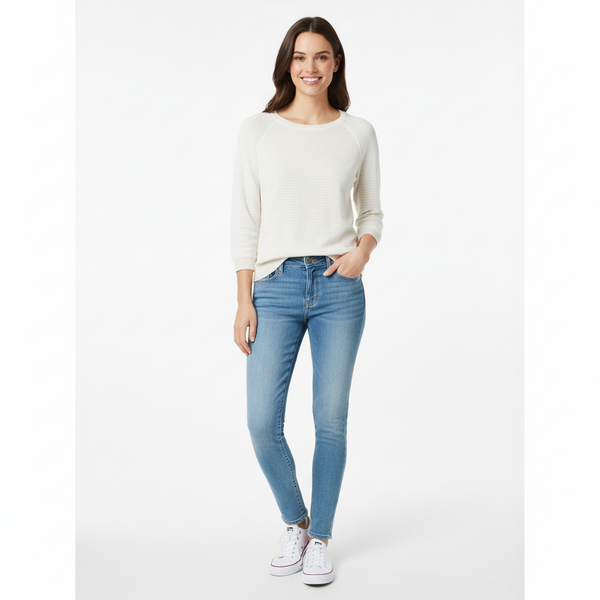 Calvin Klein 3/4 Three Quarter Sleeve Striped Sweater WOMEN