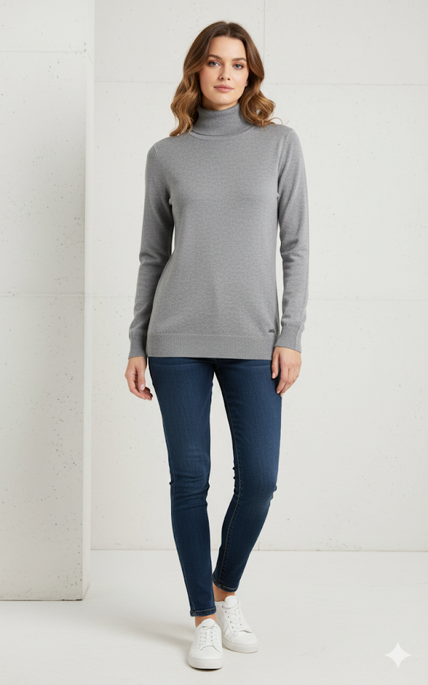 Calvin Klein Long Sleeve Ribbed Turtleneck Sweater Womens