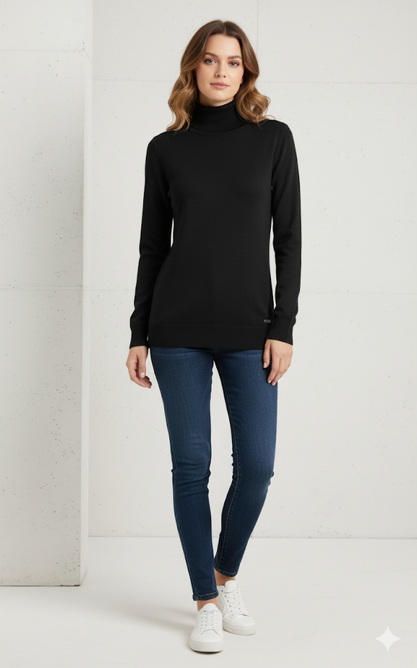 Calvin Klein Long Sleeve Ribbed Turtleneck Sweater Womens