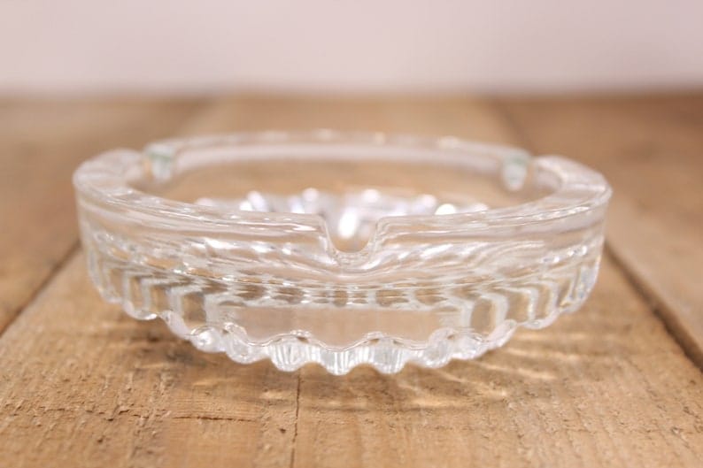 Vintage Round Clear Glass Ashtray