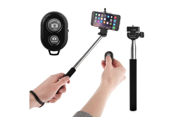 Bluetooth Remote Control Extendable Selfie Stick Monopod Iphone Samsung Htc Blk