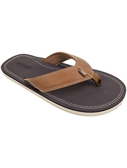 Dockers Men's Flip Flop Sandal ; Classic Comfort Footbed with Two-Tone Upper BROWN