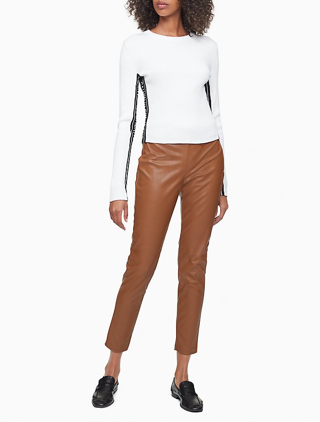 Calvin Klein Faux Leather Pull-On Cropped Pants
