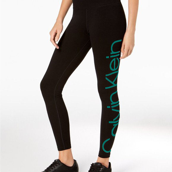 Calvin Klein Performance Women's High Waist Solid GREEN Logo Legging