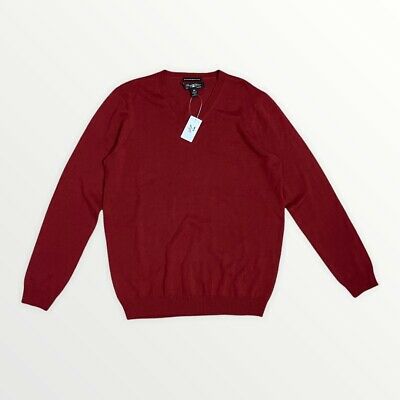 Tahari Men’s Extra Fine Merino Wool Blend Sweater, Burgundy