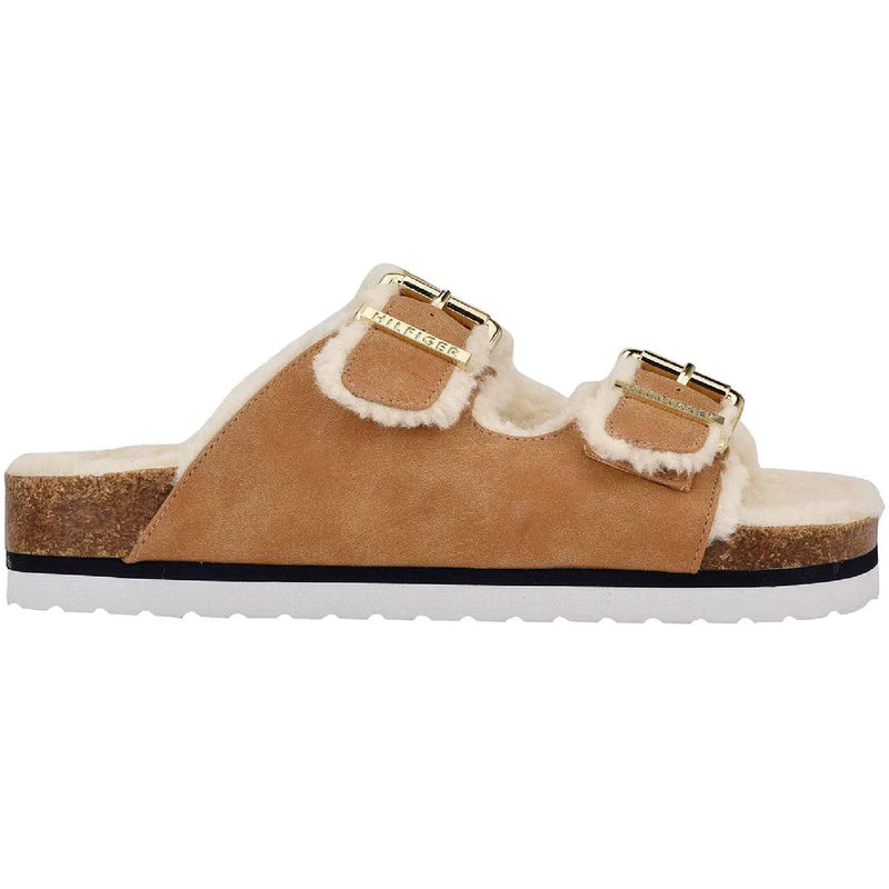 Tommy Hilfiger - Bonia Womens Faux Fur Open Toe Slide Sandals