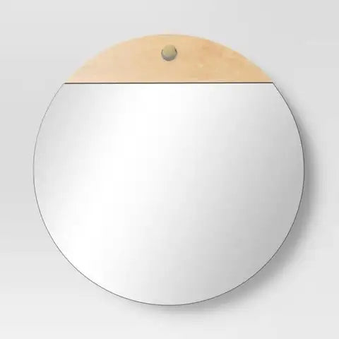 22" Wood/Metal Frameless Mirror with Knob Hanger Brown - Threshold