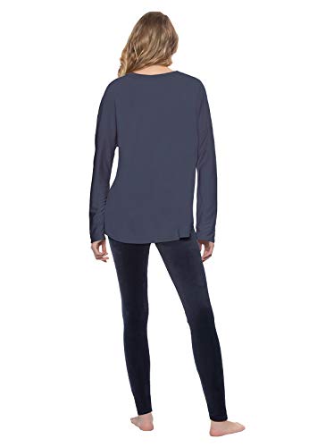 Felina Women's Ultra Luxe Lounge Long Sleeve Top Only NAVY