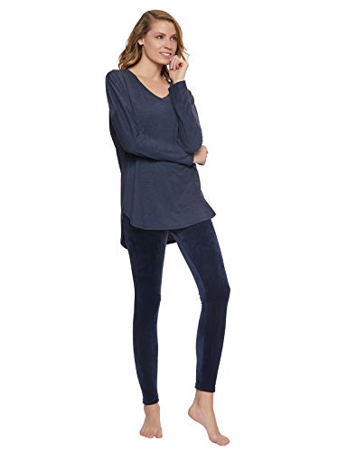 Felina Women's Ultra Luxe Lounge Long Sleeve Top Only NAVY