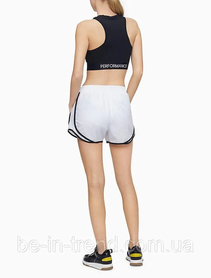 Calvin Klein Performance Logo Patch Piped Mesh Shorts White
