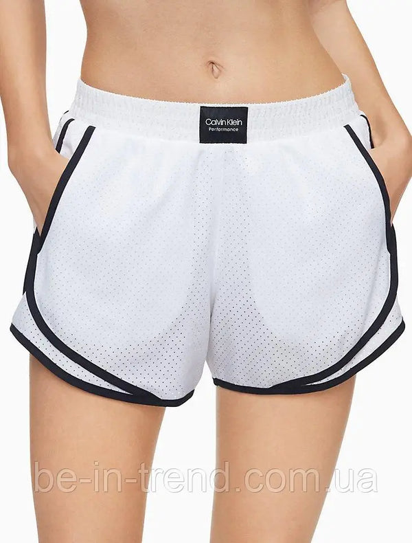 Calvin Klein Performance Logo Patch Piped Mesh Shorts White