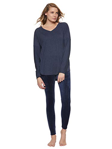 Felina Women's Ultra Luxe Lounge Long Sleeve Top Only NAVY