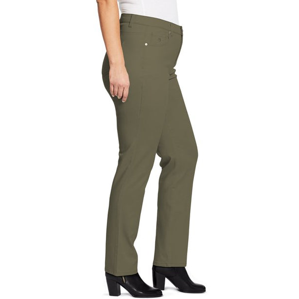 GLORIA VANDERBILT Womens Pants Amanda Original Slimming Moss Green Short