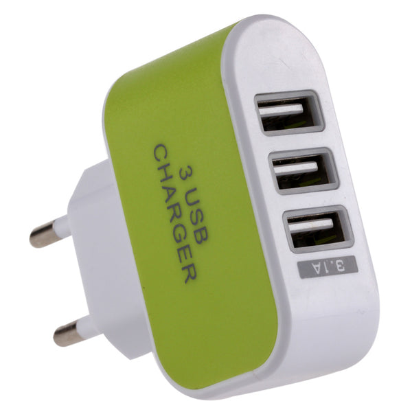 3 Hole Head USB Charger Wall Charger 3.1A Universal Charging Head for iOS Androids Phones