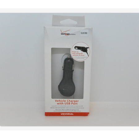OEM Verizon Black Micro-USB Car Charger with USB Port
