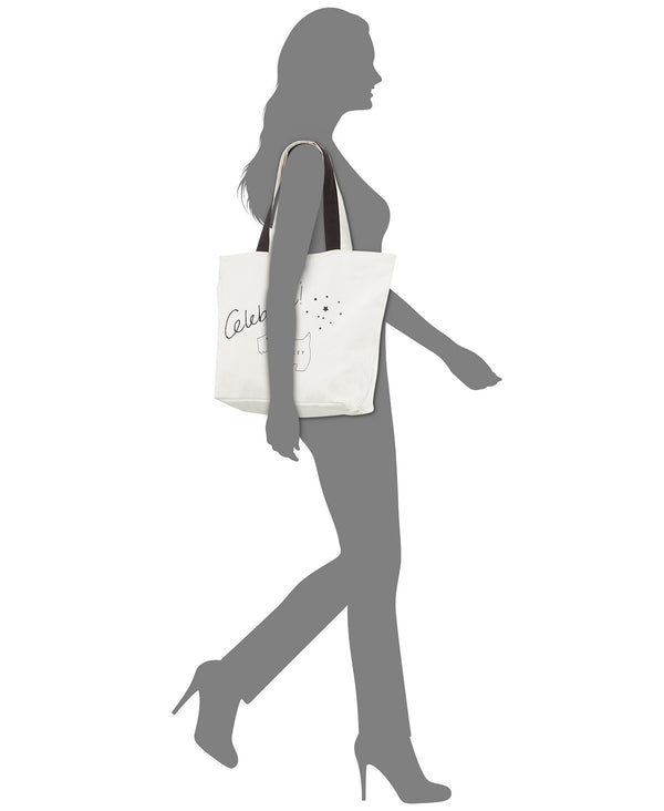 Radley London Celebrate Canvas Top Zip Tote Handbag, Black/White