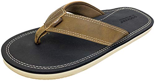 Dockers Men's Flip Flop Sandal ; Classic Comfort Footbed with Two-Tone Upper,  (Black Pebble)