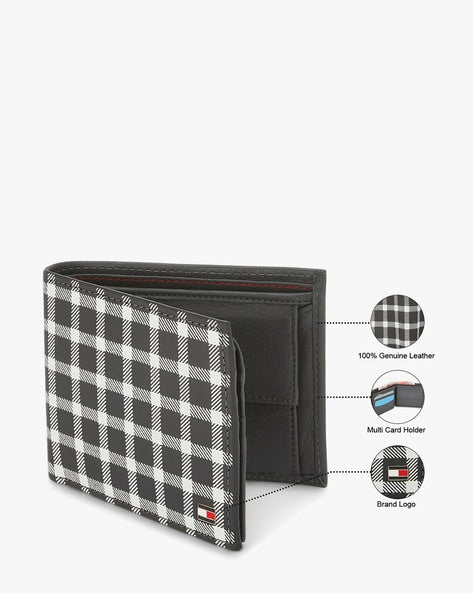 TOMMY HILFIGER Checked Leather Bi-Fold Wallet