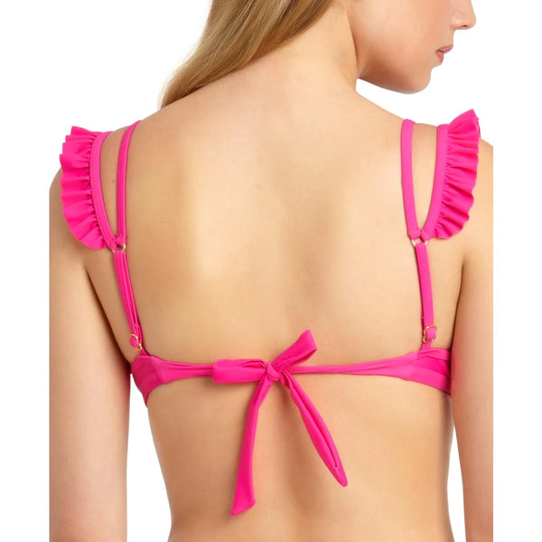 CALIFORNIA WAVES WOMENS RUFFLED PUSH UP SWIM TOP SEPARATES